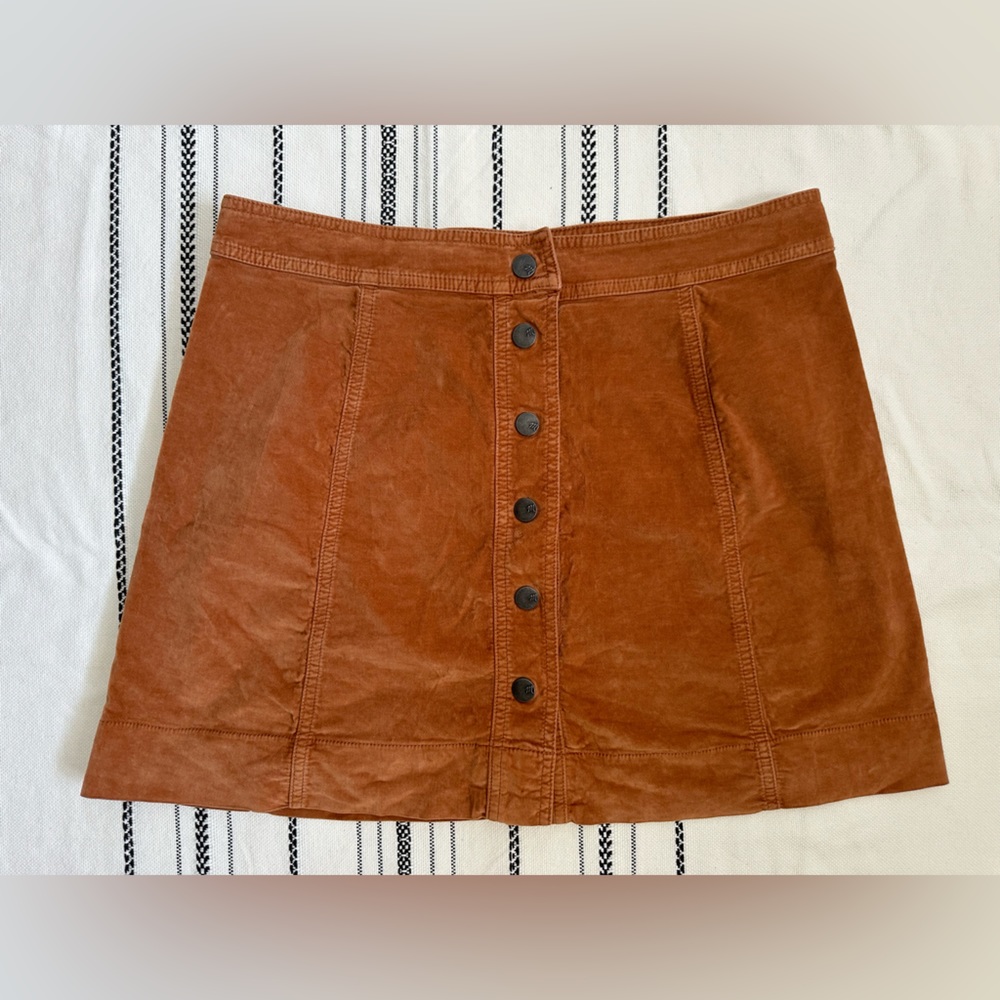 Madewell Velveteen Metropolis Snap Skirt - Size 12 - Orange Rust